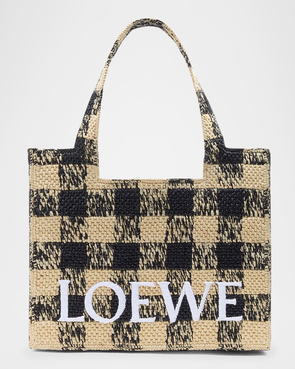 x Paula's Ibiza Large Tote Bag in Gingham Raffia